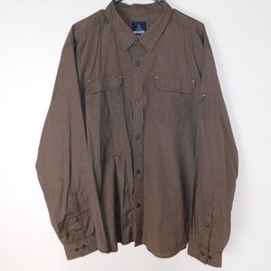 PrAna Shirt Adult XL Button Up Breathe Brown Long Sleeve Outdoor Lightweight